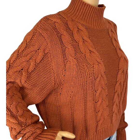 2/$30 Aeropostale Cable Knit Mock Neck Sweater Orange Pullover Knit Size XL - Picture 9 of 12